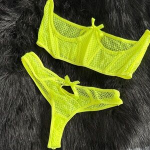 Neon Yellow Lace Bikini Set